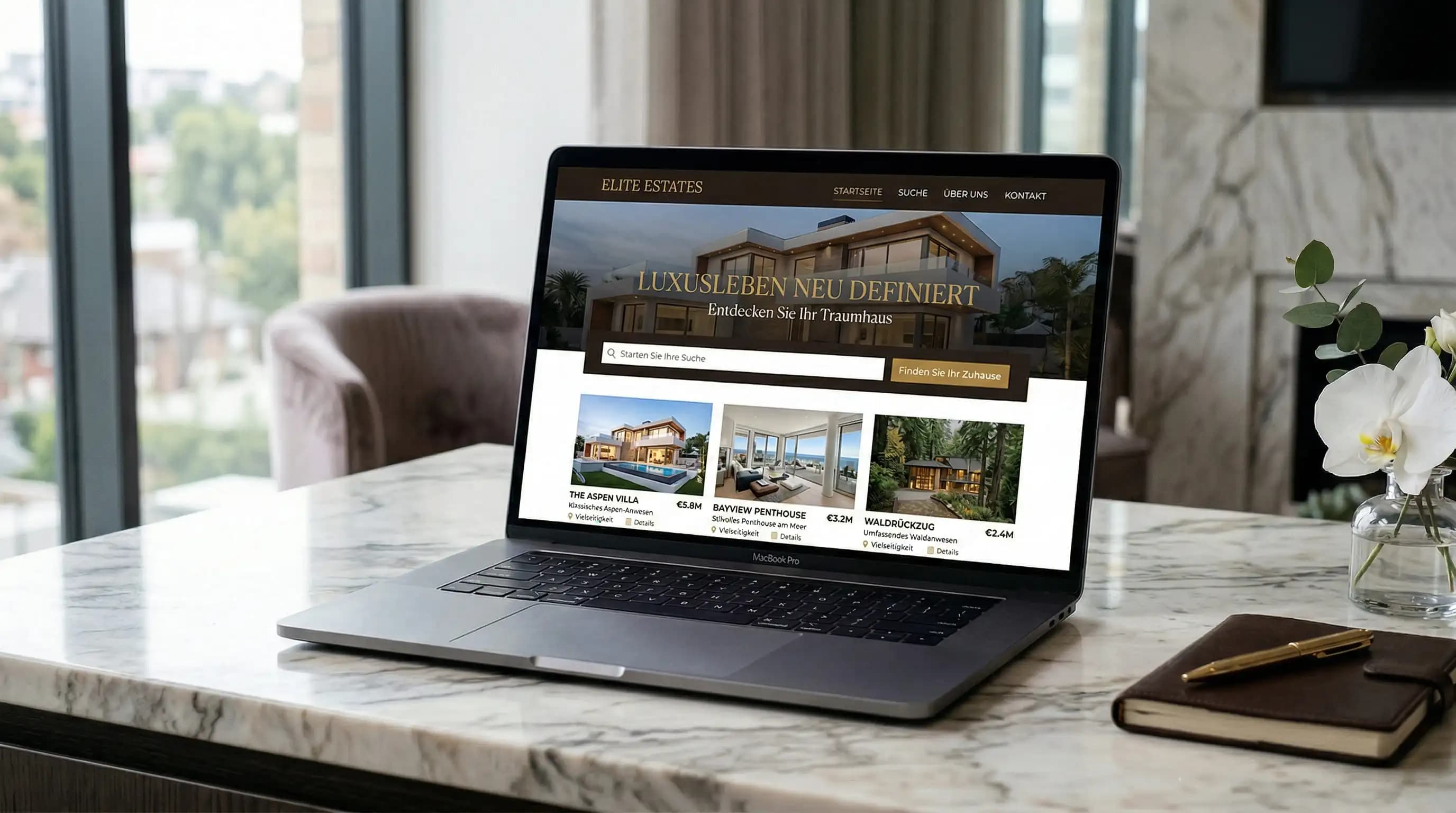 Website on a laptop