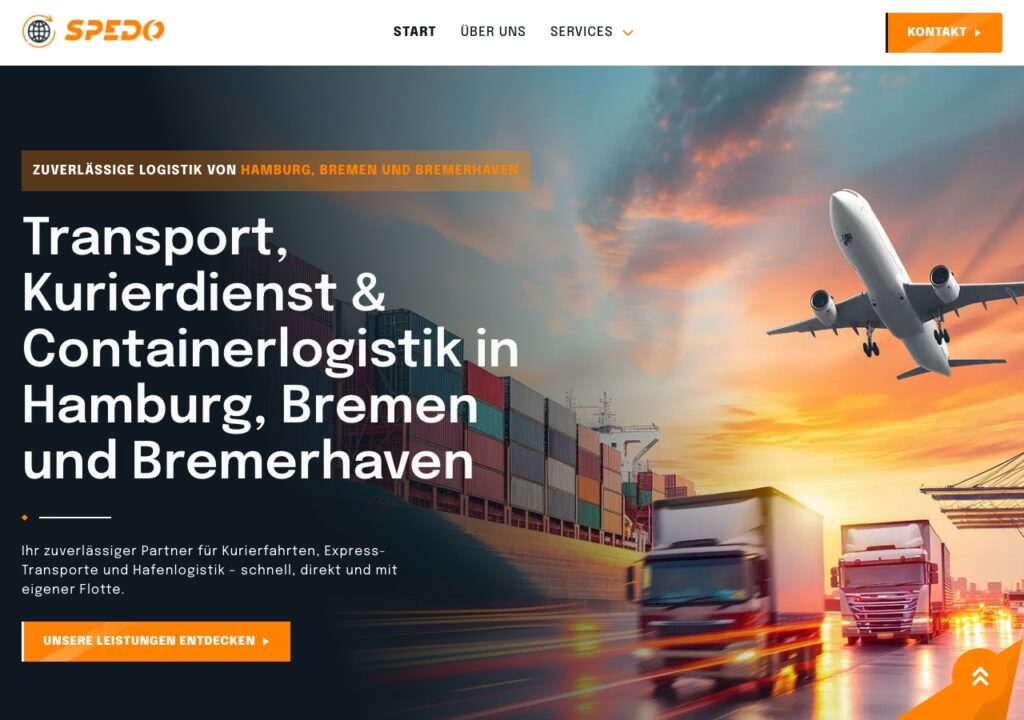 Website der SPEDO GmbH: moderner Auftritt für einen Logistik- und Kurierdienst